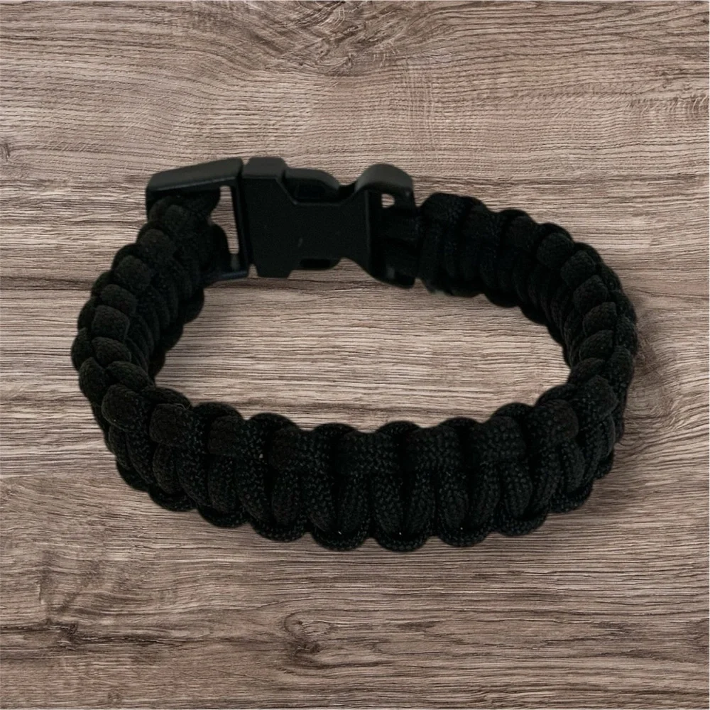 Black Paracord Sports Bracelet Braided Cord Boys Survival Rope Bracelet Stylish